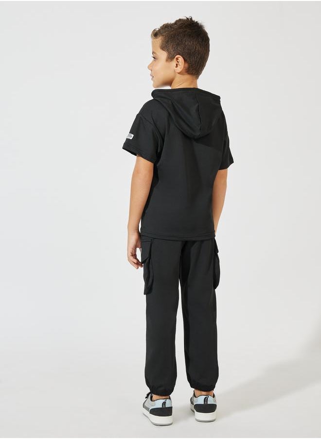 Styli Patch Detail Hooded Top & Cargo Joggers Set  - Image 3