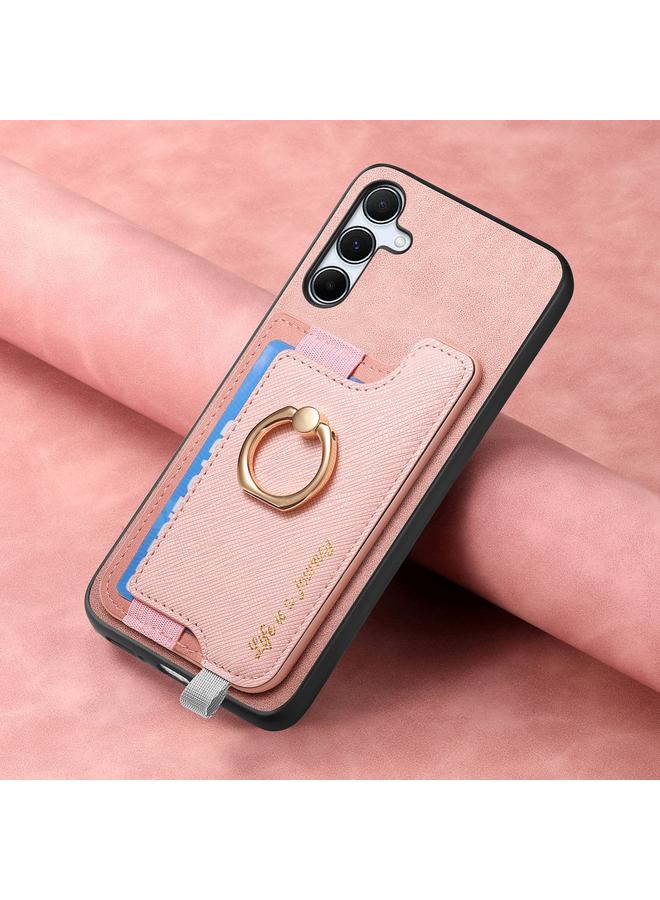 S-TOP Case For Samsung Galaxy A55 5G Retro Cross Leather Ring Horizontal Insert Card Bag MagSafe Phone Case - Image 5