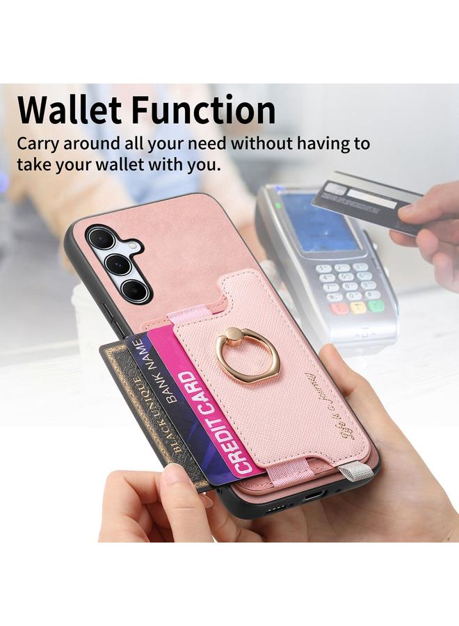 S-TOP Case For Samsung Galaxy A55 5G Retro Cross Leather Ring Horizontal Insert Card Bag MagSafe Phone Case - Image 4