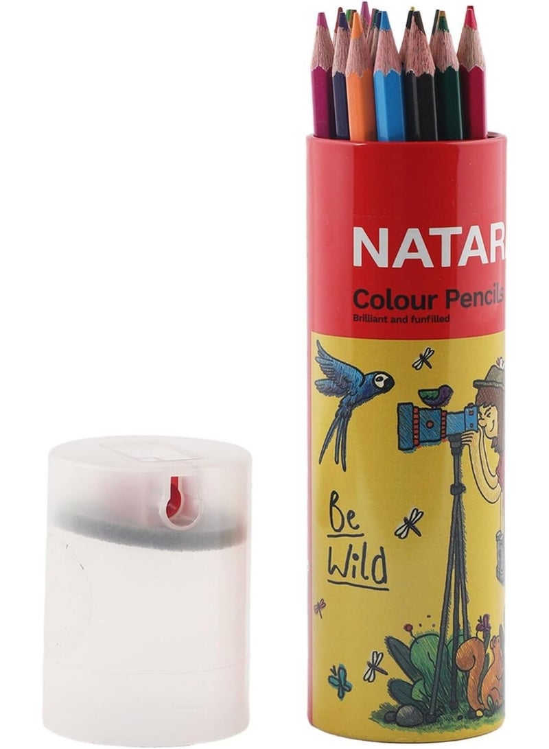 ناتاراج أقلام رصاص ناتاراج كاملة الحجم بـ ٢٤ لونًا مع مبراة - جودة ممتازة، سهلة البري، مثالية للأطفال والطلاب والفنانين - Image 1