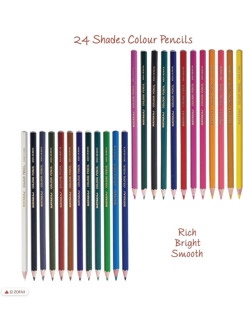 ناتاراج أقلام رصاص ناتاراج كاملة الحجم بـ ٢٤ لونًا مع مبراة - جودة ممتازة، سهلة البري، مثالية للأطفال والطلاب والفنانين - Image 3