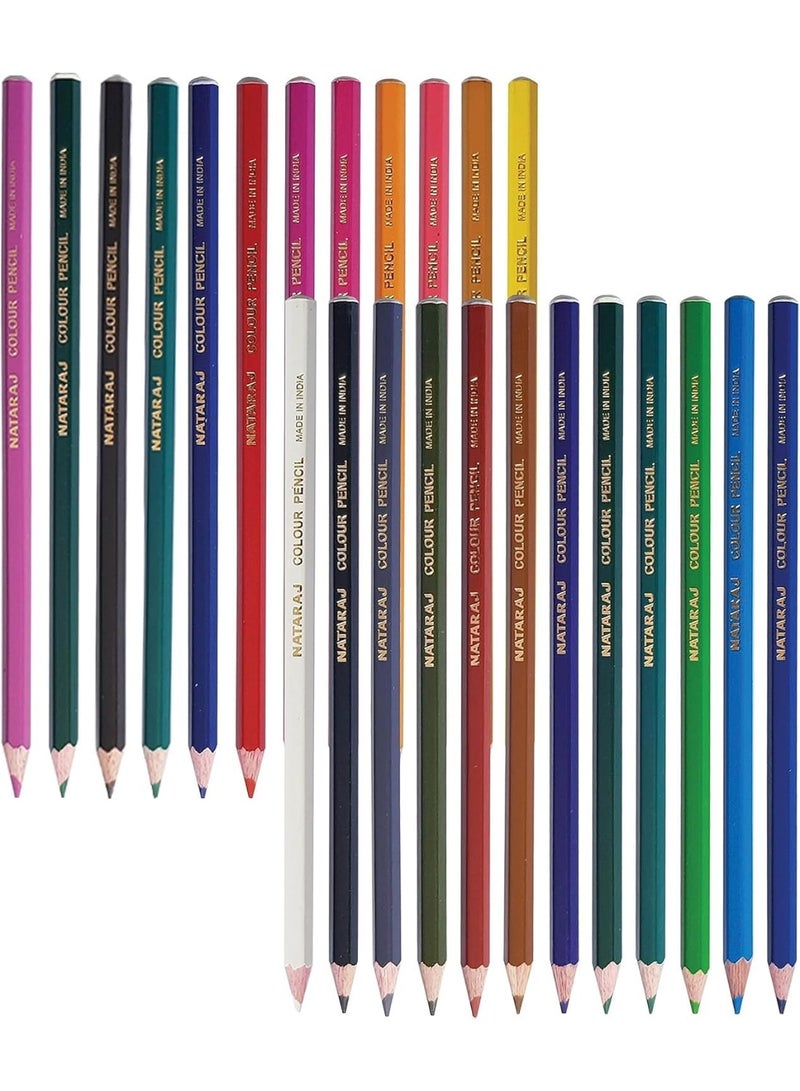 ناتاراج أقلام رصاص ناتاراج كاملة الحجم بـ ٢٤ لونًا مع مبراة - جودة ممتازة، سهلة البري، مثالية للأطفال والطلاب والفنانين - Image 5