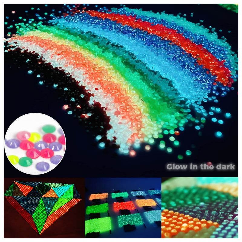 Glow in The Dark Diamond Painting Beads for Diamond Dots Accessories 20 Colors Round Diamond Painting Drills Flatback Rhinestones for Crafts Diamonds for Diamond Painting Bead Art Gem Art 4000PCS