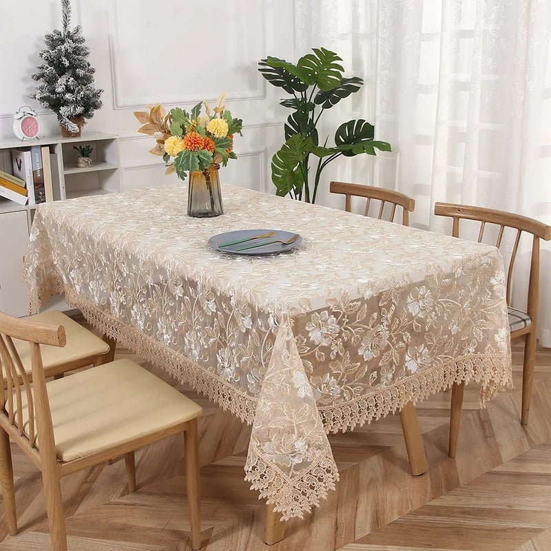 Y&D Polyester PC Digital Embroidery Nordic Style Rectangle Table Runner with Floral Lace Patterns for Home Decor - Image 3