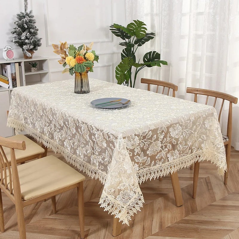 Y&D Polyester PC Digital Embroidery Nordic Style Rectangle Table Runner with Floral Lace Patterns for Home Decor - Image 5