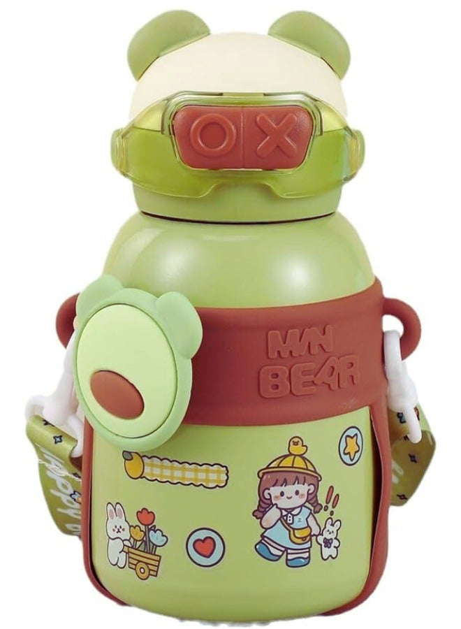Twisoo Bear Stainless Steel Kids Water Bottle – Double Wall Vacuum Insulated & Leak Proof (Green) - Image 1