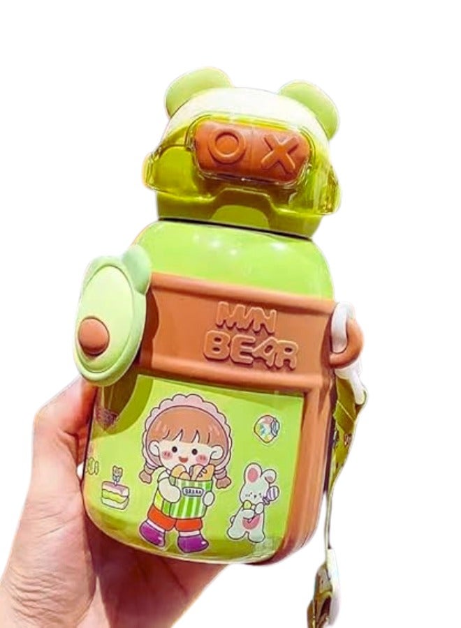 Twisoo Bear Stainless Steel Kids Water Bottle – Double Wall Vacuum Insulated & Leak Proof (Green) - Image 2