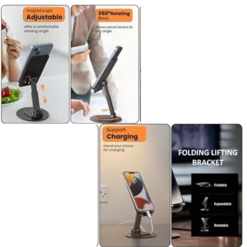 Radiant Universal Mobile Holder Stand with Metal Body Phone Mount | Tabletop Holder for Phones and Tablets (360° Rotable) - Image 4