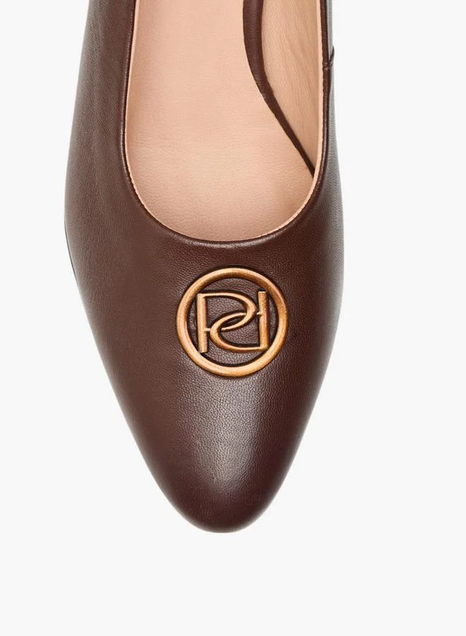 Paprika BROWN Solid Slip-On Leather Pumps With Block Heels for Women | Best Price UAE