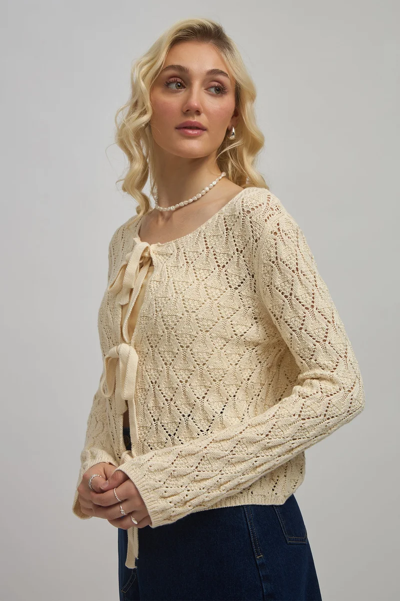 Virgio Virgio Women's Cotton Frankie Off White Front Tie Top