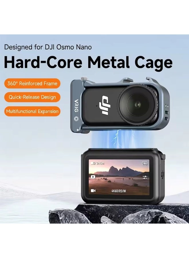 في ار اي جي قفص كاميرا مغناطيسي VRIG GA-16 لكاميرا DJI Osmo Nano Action، قاعدة تحرير سريعة، إطار مقاوم للصدمات، هيكل واقٍ مع قاعدة تثبيت ملحقات الكاميرا. - Image 1