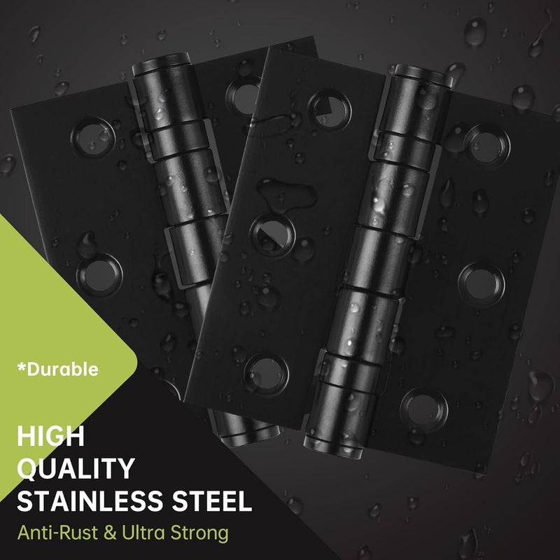 MOZCORN 6-Pack Black Door Hinges, 3 Inch Heavy Duty Stainless Steel Hinge for Interior Exterior Doors, Max Loading 100LB, Matte Black Ball Bearing Hinges with Screws, Smooth and Quiet - Image 5