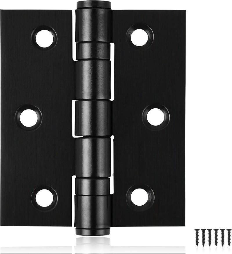 MOZCORN 6-Pack Black Door Hinges, 3 Inch Heavy Duty Stainless Steel Hinge for Interior Exterior Doors, Max Loading 100LB, Matte Black Ball Bearing Hinges with Screws, Smooth and Quiet - Image 1