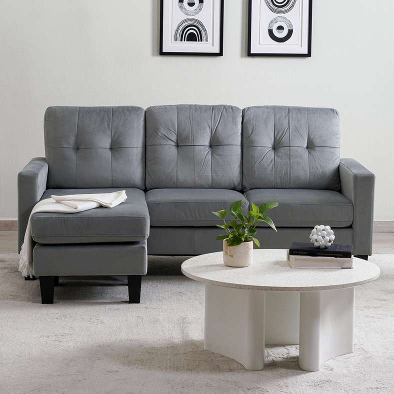 Pan Home طقم أريكة الزاوية ألبس باللون الرمادي - Image 1