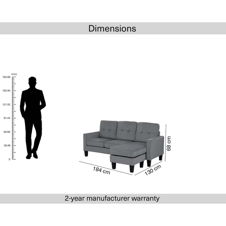 Pan Home طقم أريكة الزاوية ألبس باللون الرمادي - Image 4