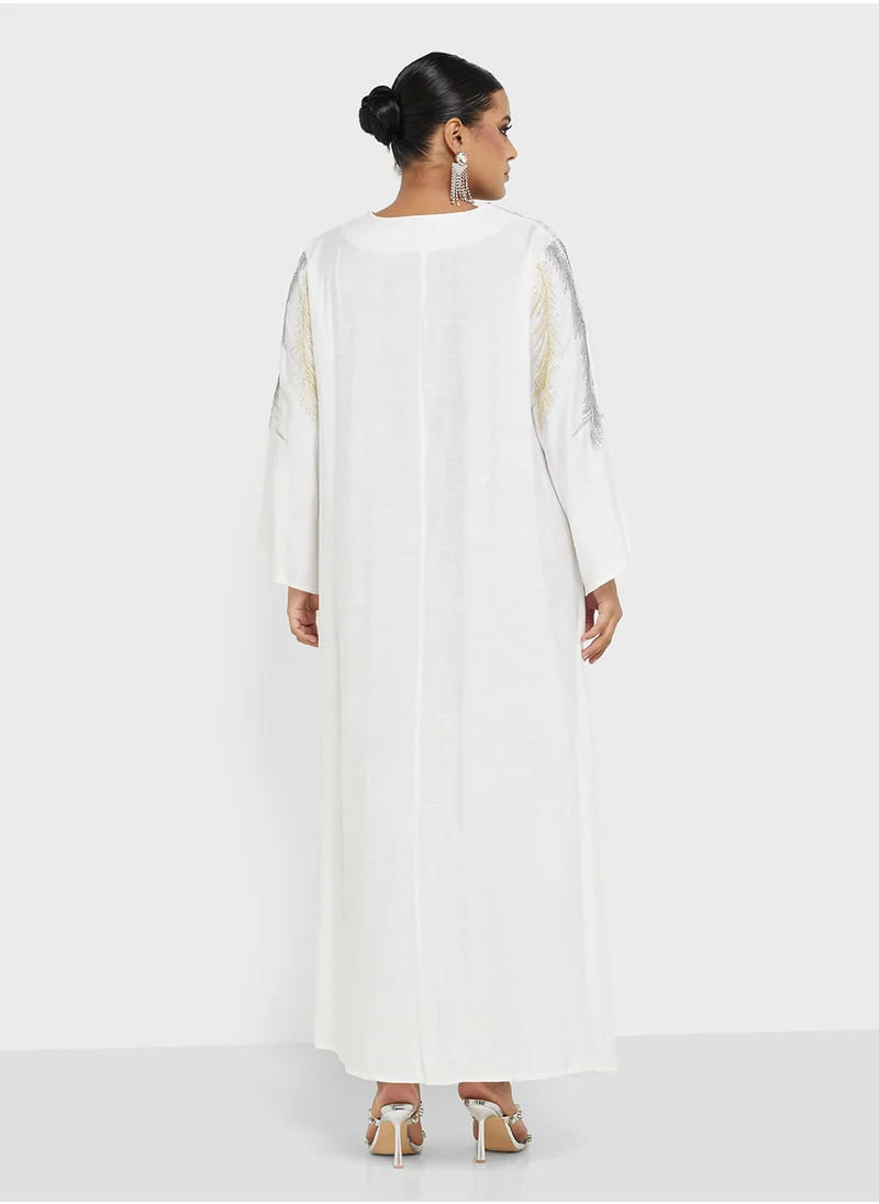 Khizana Plus size embroidered jalabiya