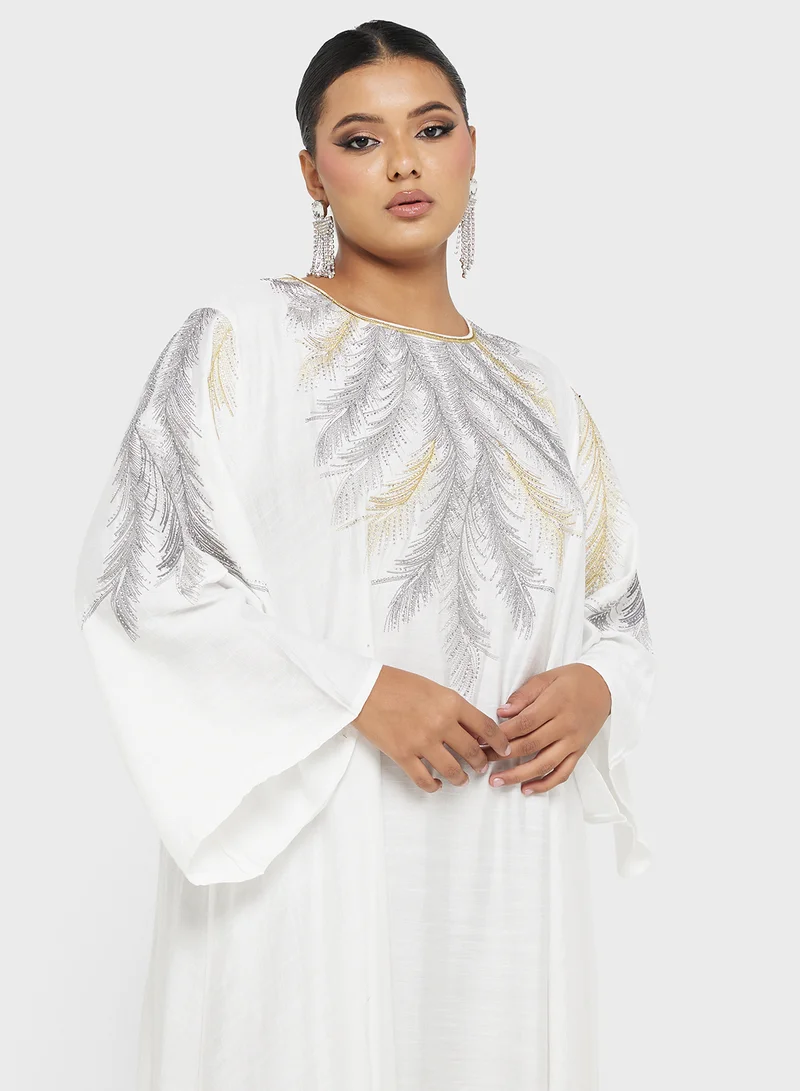 Khizana Plus size embroidered jalabiya