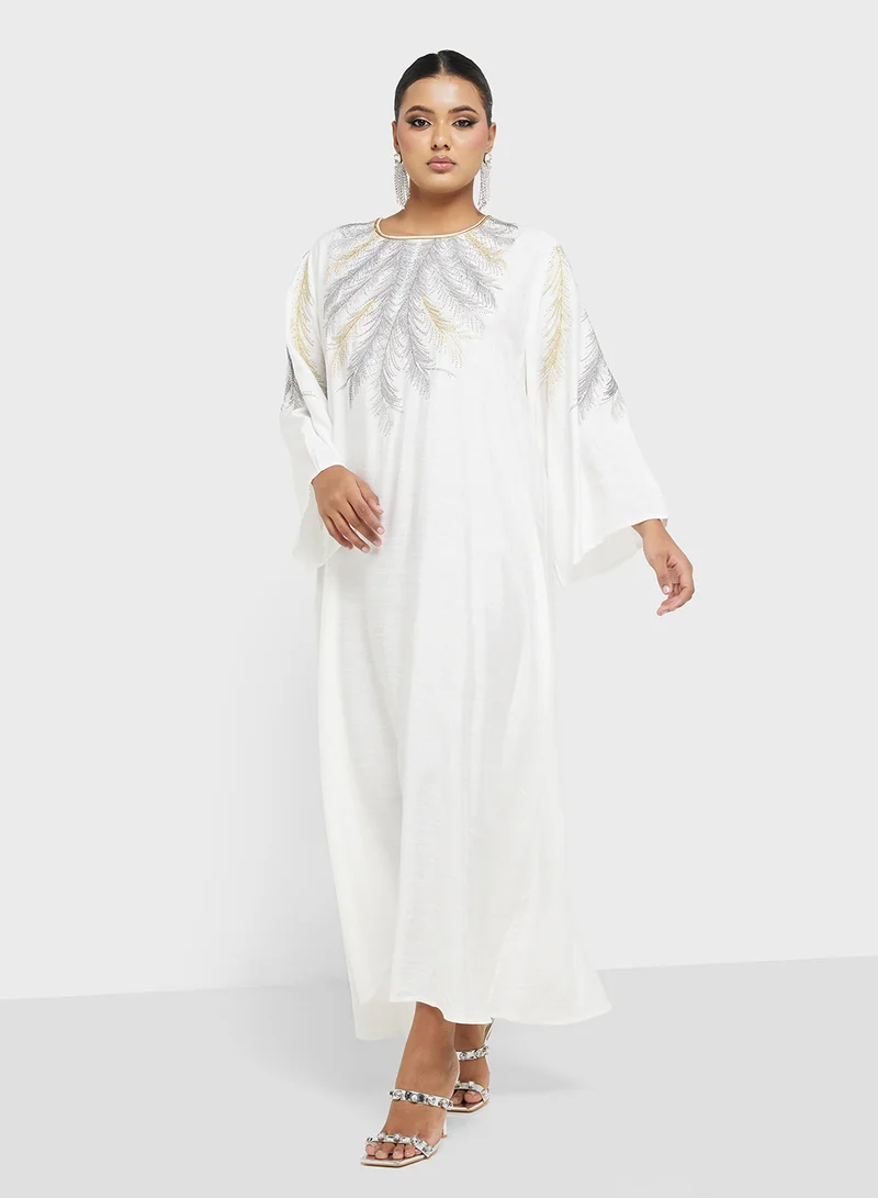 Khizana Plus size embroidered jalabiya
