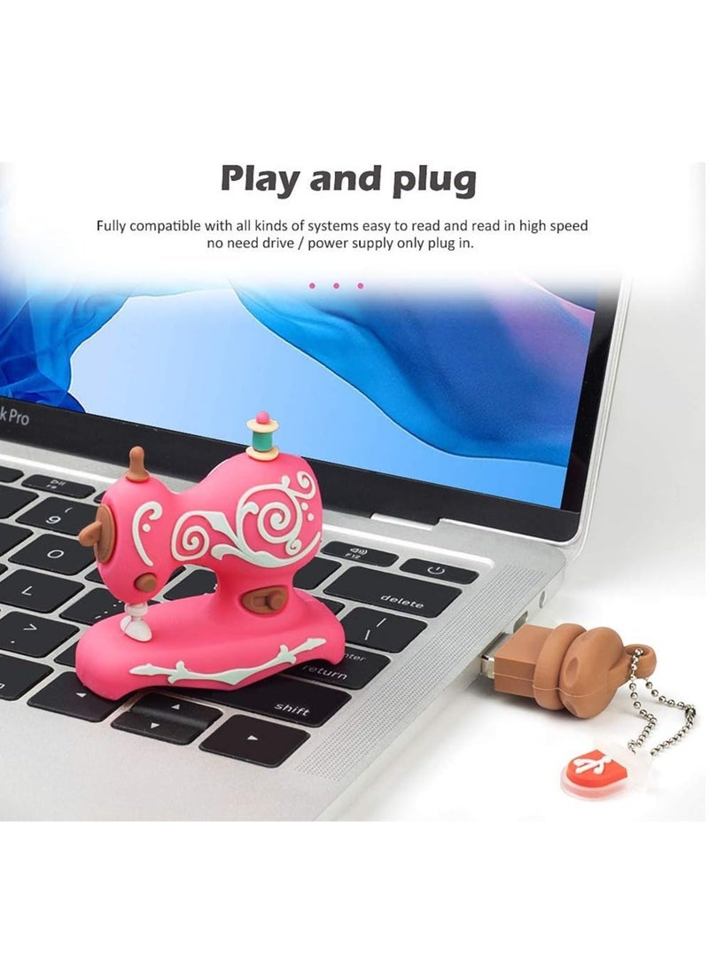 محرك فلاش USB، عصا ذاكرة طراز ماكينة خياطة كرتونية لطيفة، جهاز تخزين بيانات خفيف الوزن ومحمول، محرك ذاكرة نقل بيانات عالي السرعة، (قطعة واحدة، 32 جيجابايت، أرجواني) - Image 4