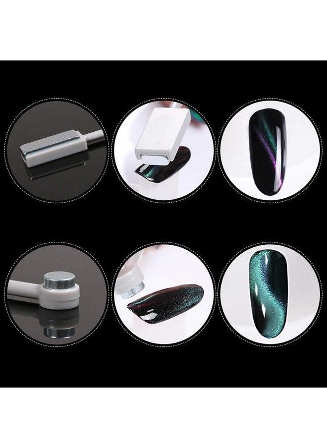 lasenersm - 2 Pieces Doublehead Magnet Stick Magic Magnet Stick For 3D Magnetic Cat Eye Gel Magic Nail Art Manicure Tool Black - Image 1