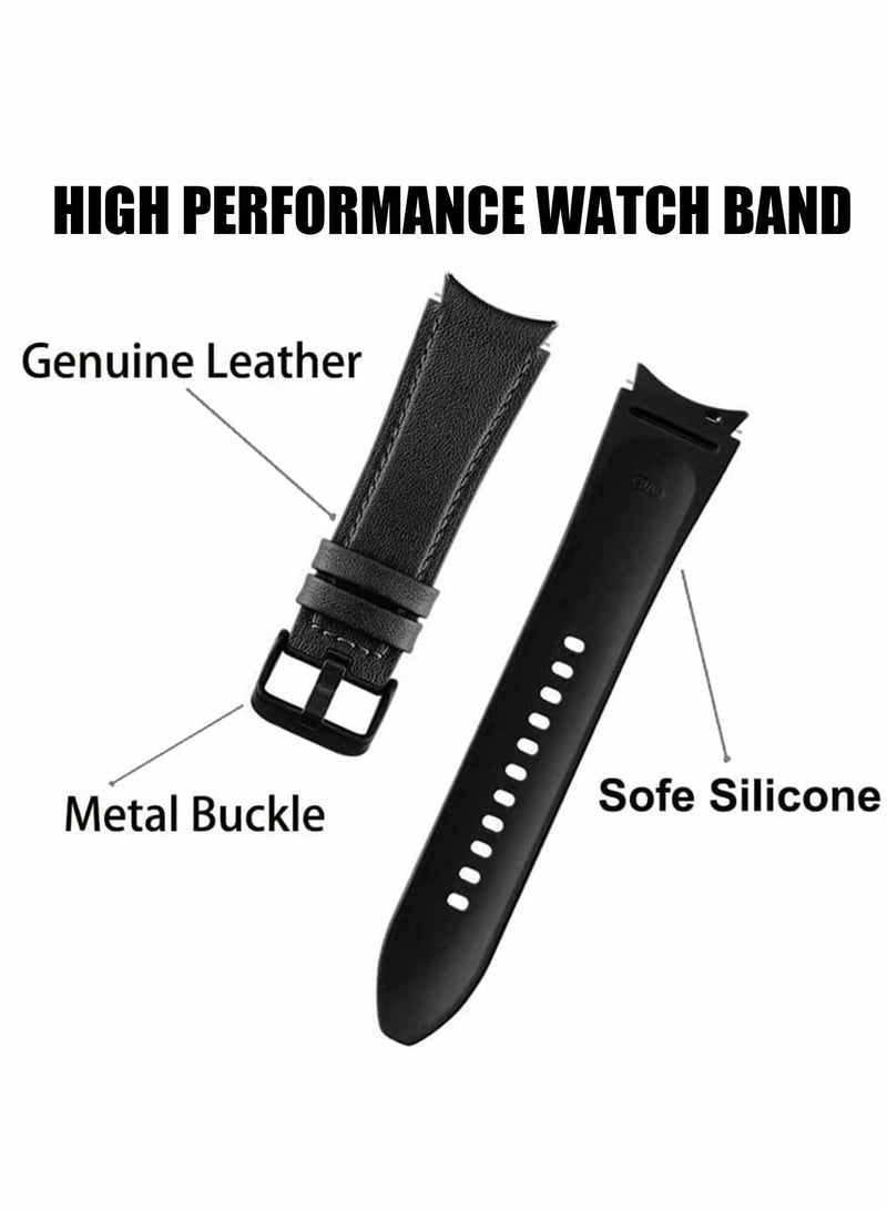 KASTWAVE Leather Watch Band for Galaxy Watch 4/4 Classic 42mm/46mm, 2 Pcs 20mm Quick Release Watch Strap - Image 2