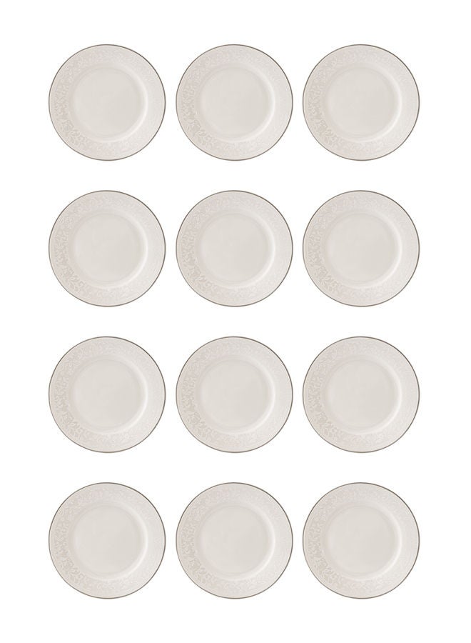 Celia 12-Piece Porcelain Dessert Plates Set White 6 inch - Image 1