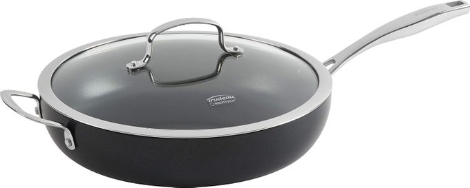 HEROIC HARD ANODIZED SAUTE PAN WITH LID 12INCH BLACK