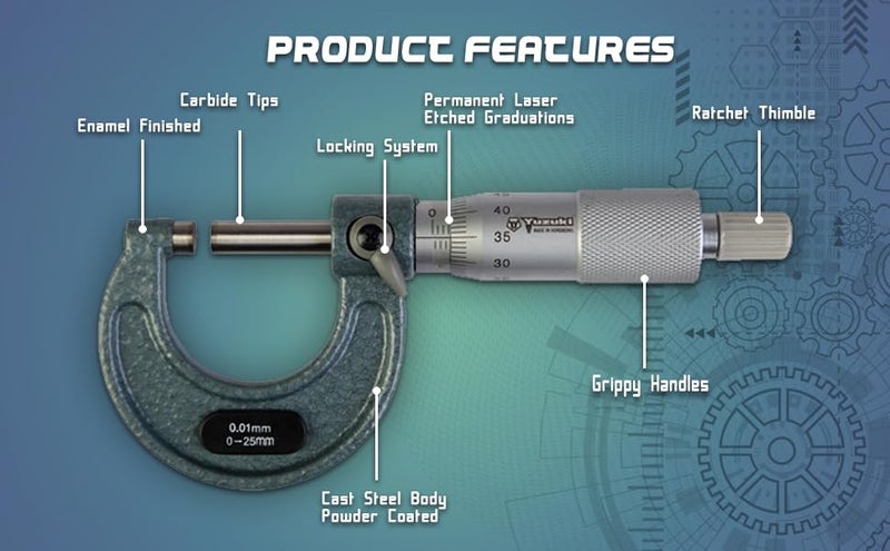 Yuzuki 0-25mm Outside Micrometer – Precision and Affordability for Accurate Measurements" - Image 4