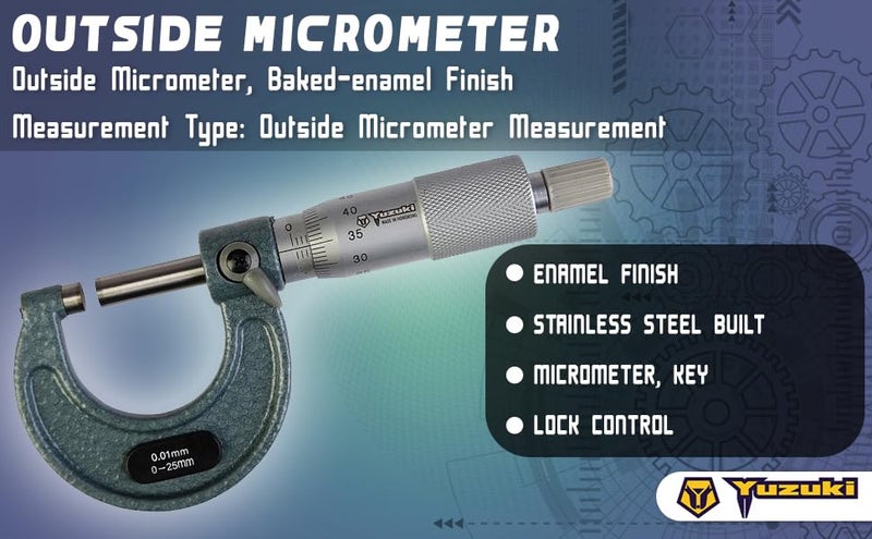 Yuzuki 0-25mm Outside Micrometer – Precision and Affordability for Accurate Measurements" - Image 3