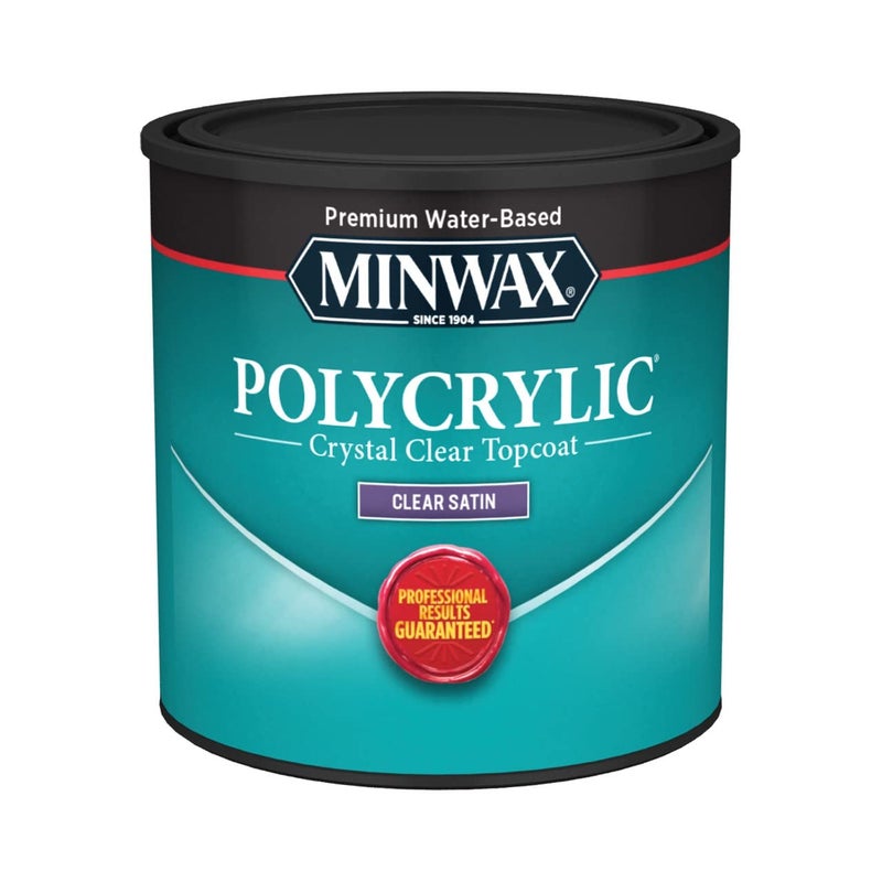 Minwax 1/2 pt Minwax 23333 Clear Polycrylic Water-Based Protective Finish Satin - Image 1