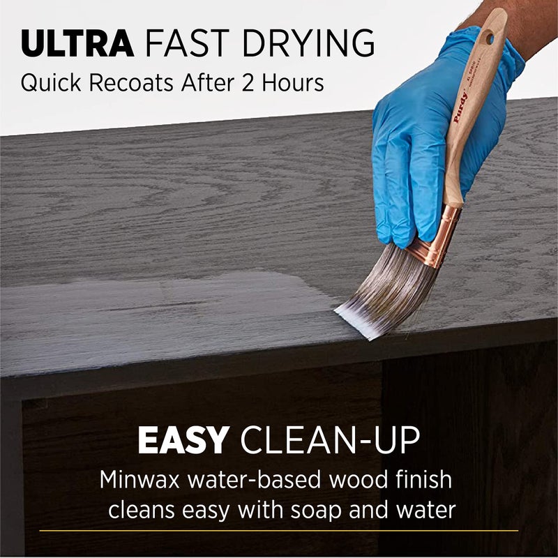 Minwax 1/2 pt Minwax 23333 Clear Polycrylic Water-Based Protective Finish Satin - Image 5