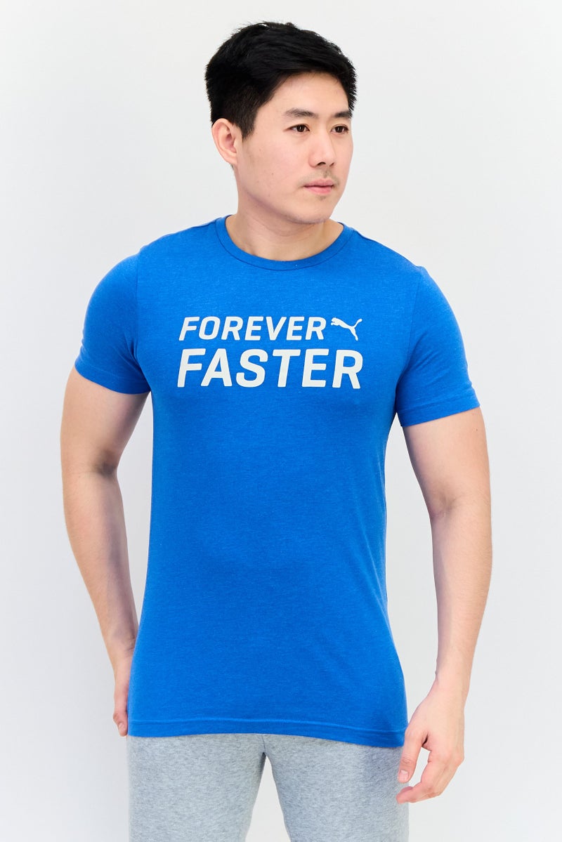 PUMA تي شيرت رياضي للرجال بأكمام قصيرة، أزرق - Image 1