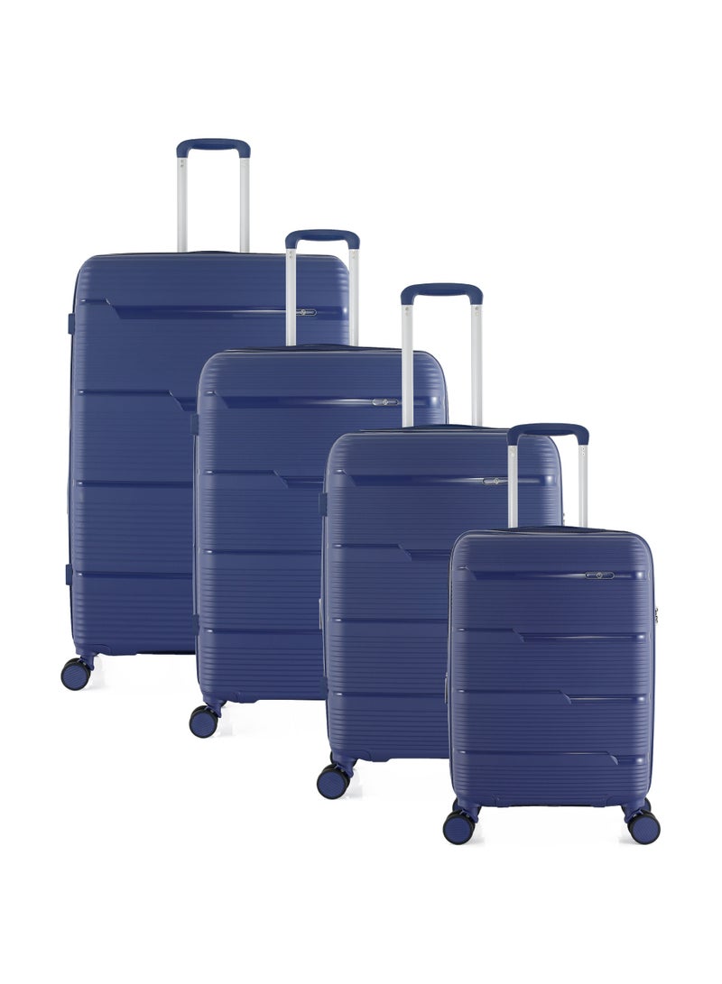 اتش تي طقم حقائب سفر H.T مكون من 4 قطع - حقائب سفر متينة ذات غلاف صلب مزودة بعجلات دوارة ومقبض تلسكوبي وسحابات مضادة للسرقة (38/65/100/145 لتر، طقم سفر خفيف الوزن) (أزرق، طقم من 4 قطع 20/24/28/32 بوصة) - Image 1