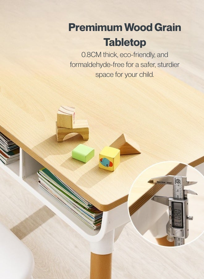 Marcolo Table & One Chair Adjustable Set – Kids’ Study, Play & Activity Desk – BPA-Free, Durable & Easy to Clean (Brown) - Image 4