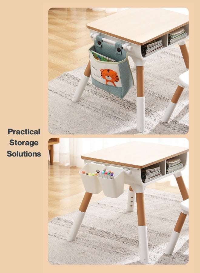 Marcolo Table & One Chair Adjustable Set – Kids’ Study, Play & Activity Desk – BPA-Free, Durable & Easy to Clean (Brown) - Image 2