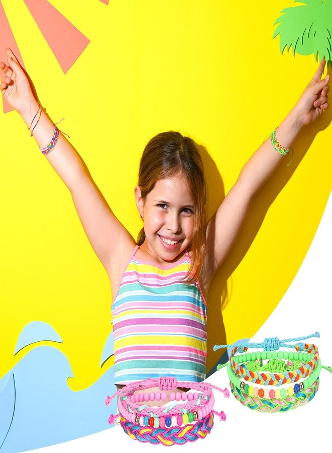 Sureio 24 Pcs Colorful Paracord Braided Friendship Bracelets Woven Beaded Surfer Stretch Kids Bracelet for Back to School Teen Girls Women Party Favors - Image 5