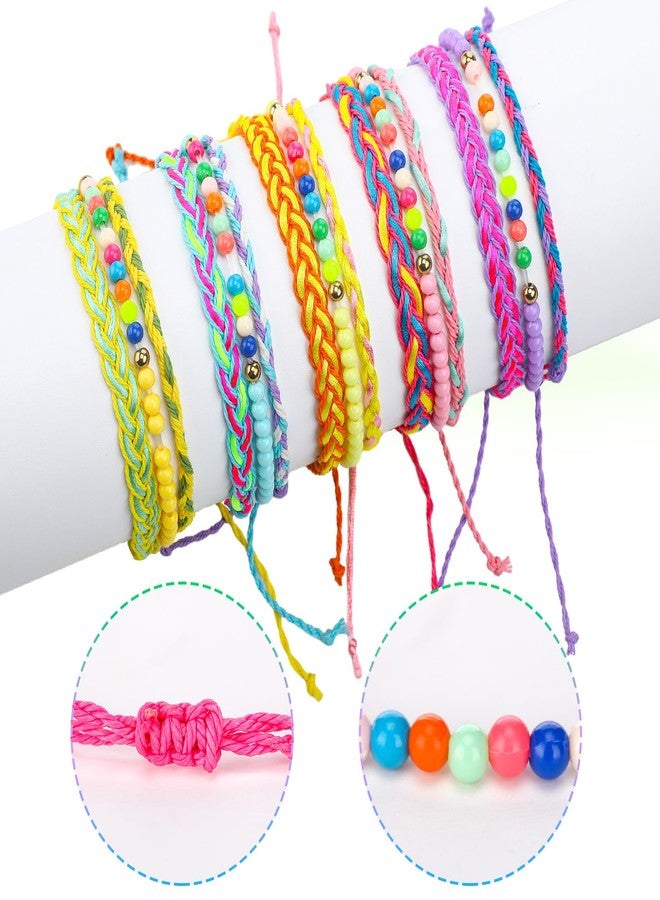 Sureio 24 Pcs Colorful Paracord Braided Friendship Bracelets Woven Beaded Surfer Stretch Kids Bracelet for Back to School Teen Girls Women Party Favors - Image 4