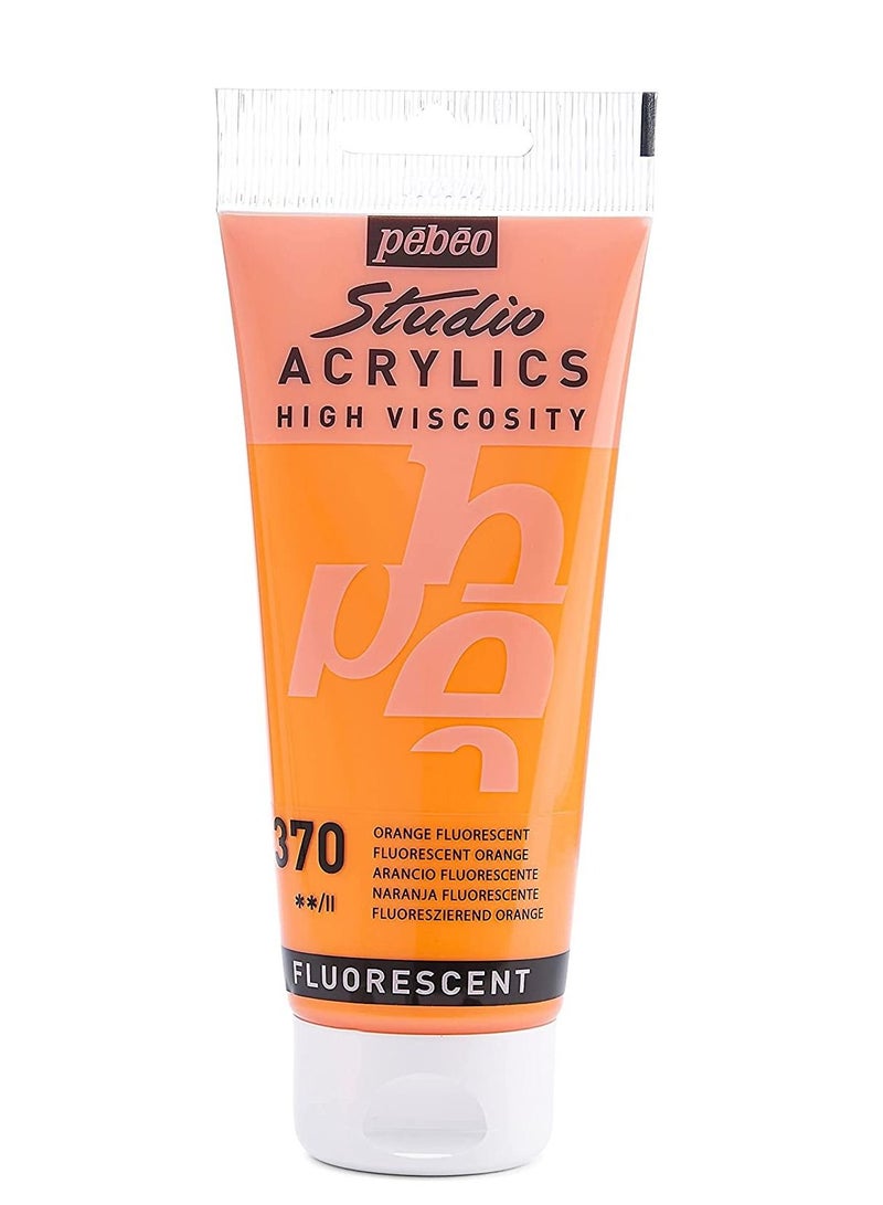 Pebeo Studio Acrylics High Viscosity 100 ml Fluorescent Orange 370 - Image 1