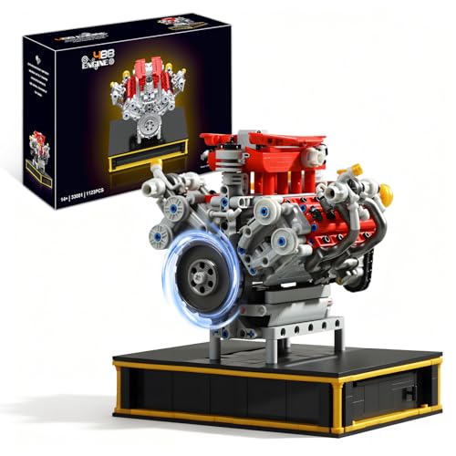 MOCBURIKU Mini V8 Engine Kits That Runs Build Your Own V8 Engine Building Set with Motor and Battery STEM Physical Science Educational Toy for Adults Kids Age 14 1123PCS - Image 1
