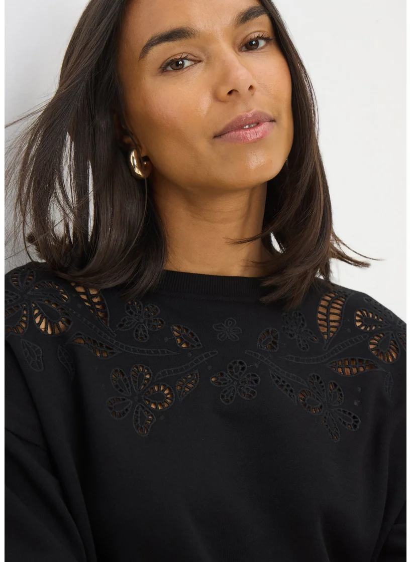 Matalan Black Cutout Floral Sweatshirt