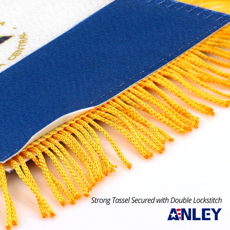 Anley 4 X 6 Inch Nicaragua Fringy Window Hanging Flag - Mini Banner & Car Rearview Mirror Décor - Fringed Nicaraguan Hanging Flag with Suction Cup - Image 2