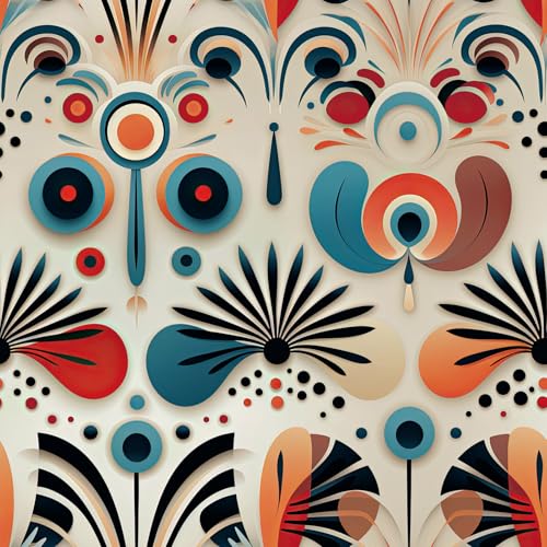 FLFK Boho Vintage Wallpaper Peel and Stick Removable Flower Shape Stripe Wall Mural for Living Room, Bedroom, Kitchen, Office, Apartment Decor 16"x64" - Image 1