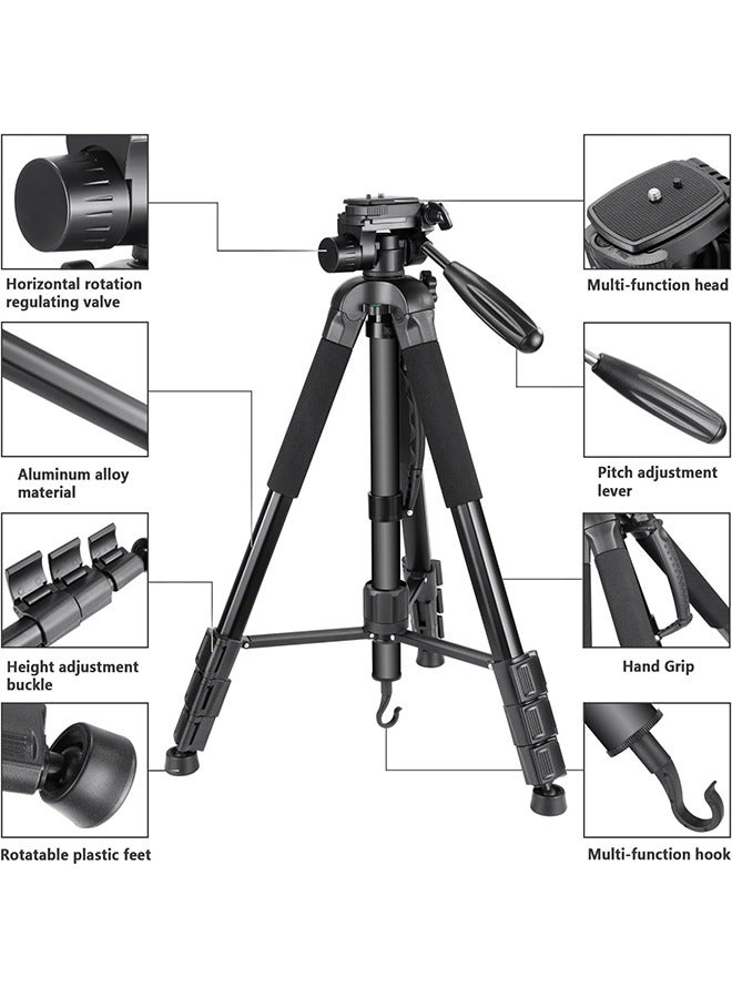 Neewer NEEWER Portable Aluminum Alloy Camera 2 in 1 Tripod Monopod Max. 70"/177cm with 3 Way Swivel Pan Head and Carrying Bag for DSLR, DV Video Camcorder  - Image 3