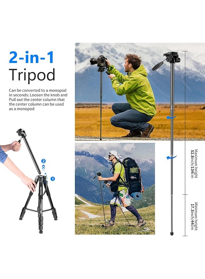 Neewer NEEWER Portable Aluminum Alloy Camera 2 in 1 Tripod Monopod Max. 70"/177cm with 3 Way Swivel Pan Head and Carrying Bag for DSLR, DV Video Camcorder  - Image 5