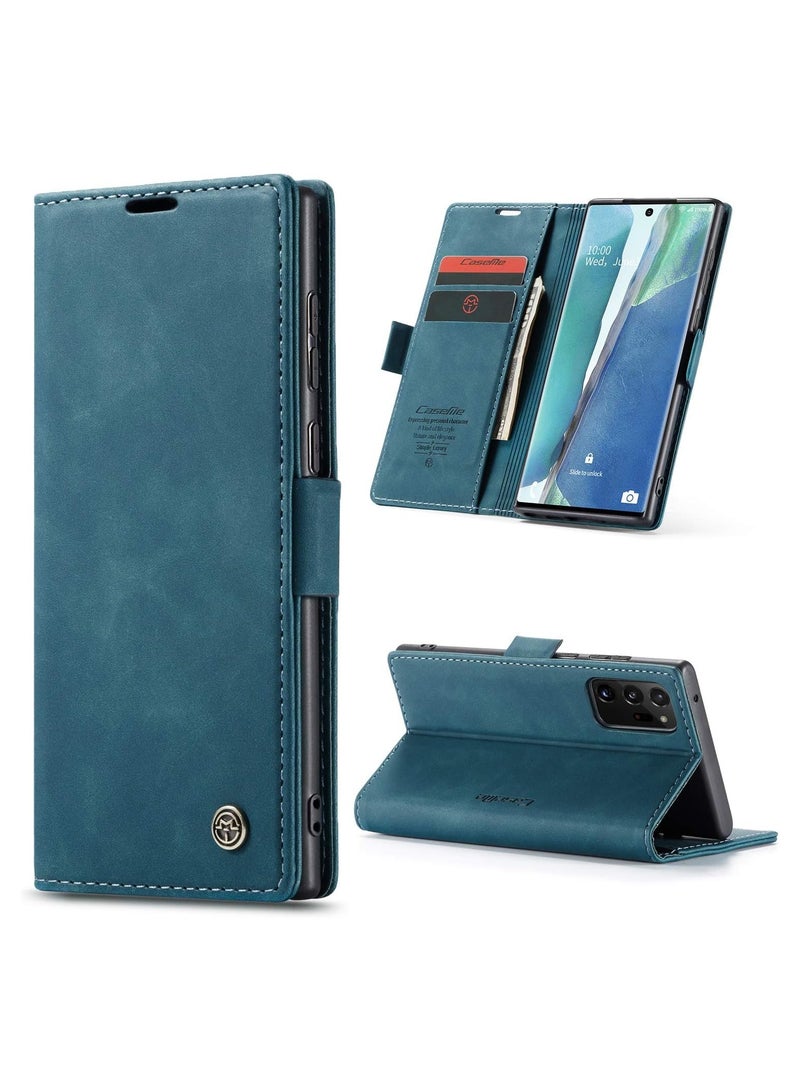 CaseMe Phone Case Luxury PU Leather Design 013 Flip Cover Card Slot Holder Cover For Samsung Galaxy Note 20 Ultra (Green) - Image 1