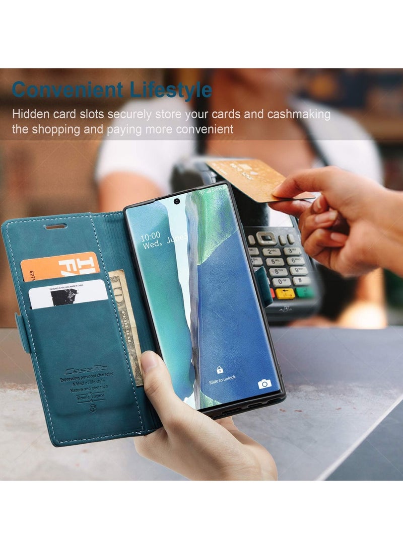 CaseMe Phone Case Luxury PU Leather Design 013 Flip Cover Card Slot Holder Cover For Samsung Galaxy Note 20 Ultra (Green) - Image 2