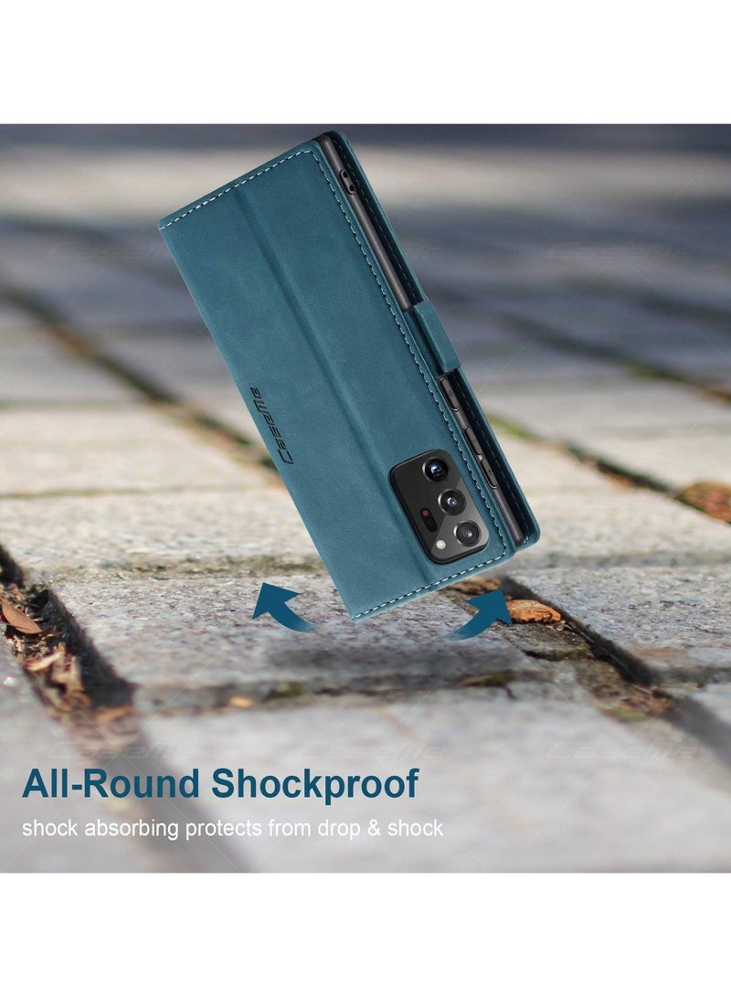 CaseMe Phone Case Luxury PU Leather Design 013 Flip Cover Card Slot Holder Cover For Samsung Galaxy Note 20 Ultra (Green) - Image 3