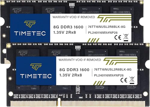 Timetec تيمتيك 16 جيجابايت كيت (2x8 جيجابايت) DDR3L / DDR3 1600 ميجاهرتز (DDR3L-1600) PC3L-12800 / PC3-12800 غير متوازن غير ECC 1.35 فولت / 1.5 فولت CL11 2Rx8 204 دبوس SODIMM ترقية ذاكرة الكمبيوتر المحمول - Image 1