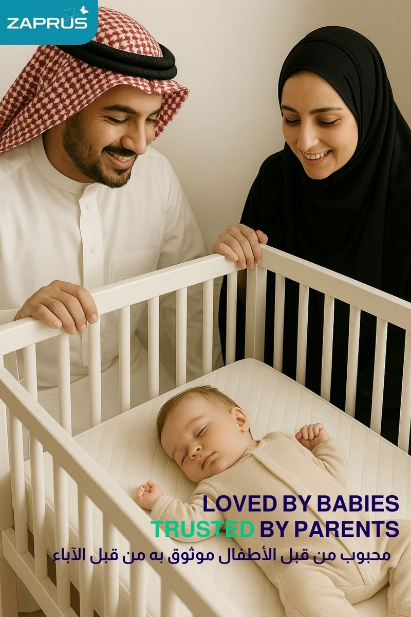 زابروس مرتبة سرير اطفال زابروس ١١٠×٦٠×١٠ سم – مرتبة اسفنج سرير اطفال عالي الكثافة مع غطاء قطني قابل للتنفس ومضاد للحساسية – مرتبة سرير طفل ثابتة للسفر والاستخدام اليومي - Image 3