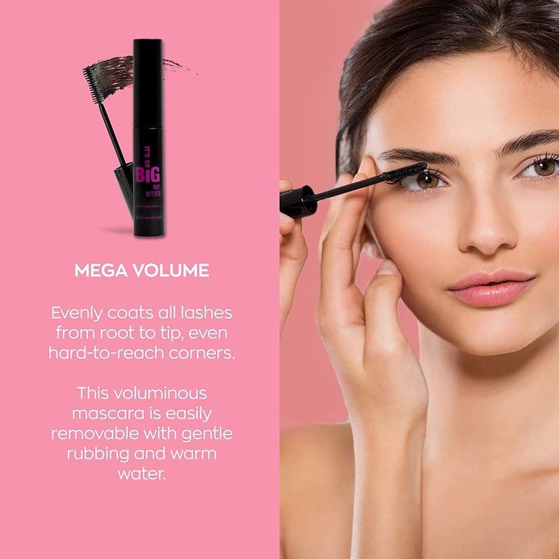 Elizabeth Mott مجموعة ماسكارا إليزابيث موت السوداء المكثفة المقاومة للتلطخ، خالية من القسوة، مع فرشاة على شكل ساعة رملية، مقاومة للماء، بدون تكتل، آمنة لتمديد الرموش، مناسبة للسفر، مجموعة ثلاثية صغيرة - 4 مل × 3 - Image 5